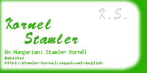 kornel stamler business card